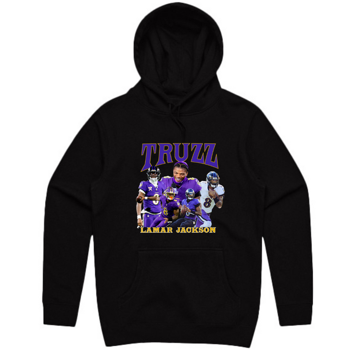 "Lamar Jackson Truzz" Hooded Pullover Sweatshirt