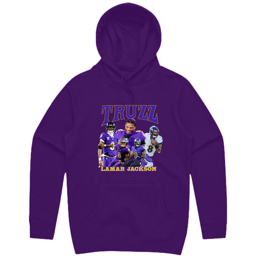 "Lamar Jackson Truzz" Hooded Pullover Sweatshirt