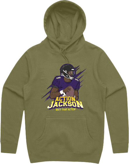 "Action Jackson Athletic" Hooded Pullover Sweatshirt