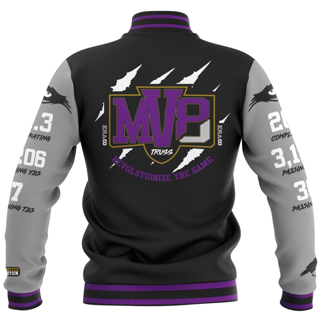 Limited Edition 2019 MVP Lamar Jackson Letterman Jacket (BLACK/GREY)