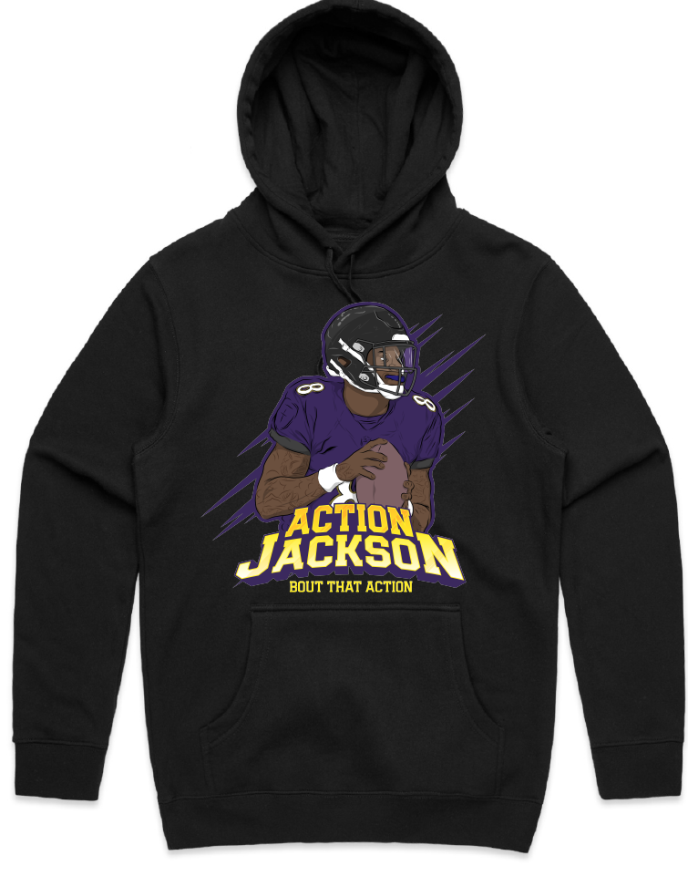 "Action Jackson Athletic" Hooded Pullover Sweatshirt