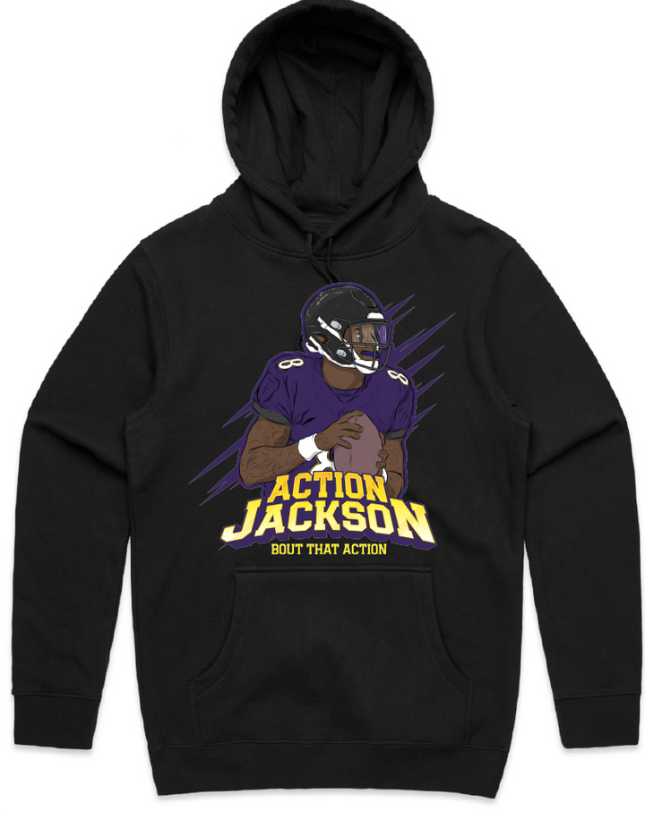 "Action Jackson Athletic" Hooded Pullover Sweatshirt