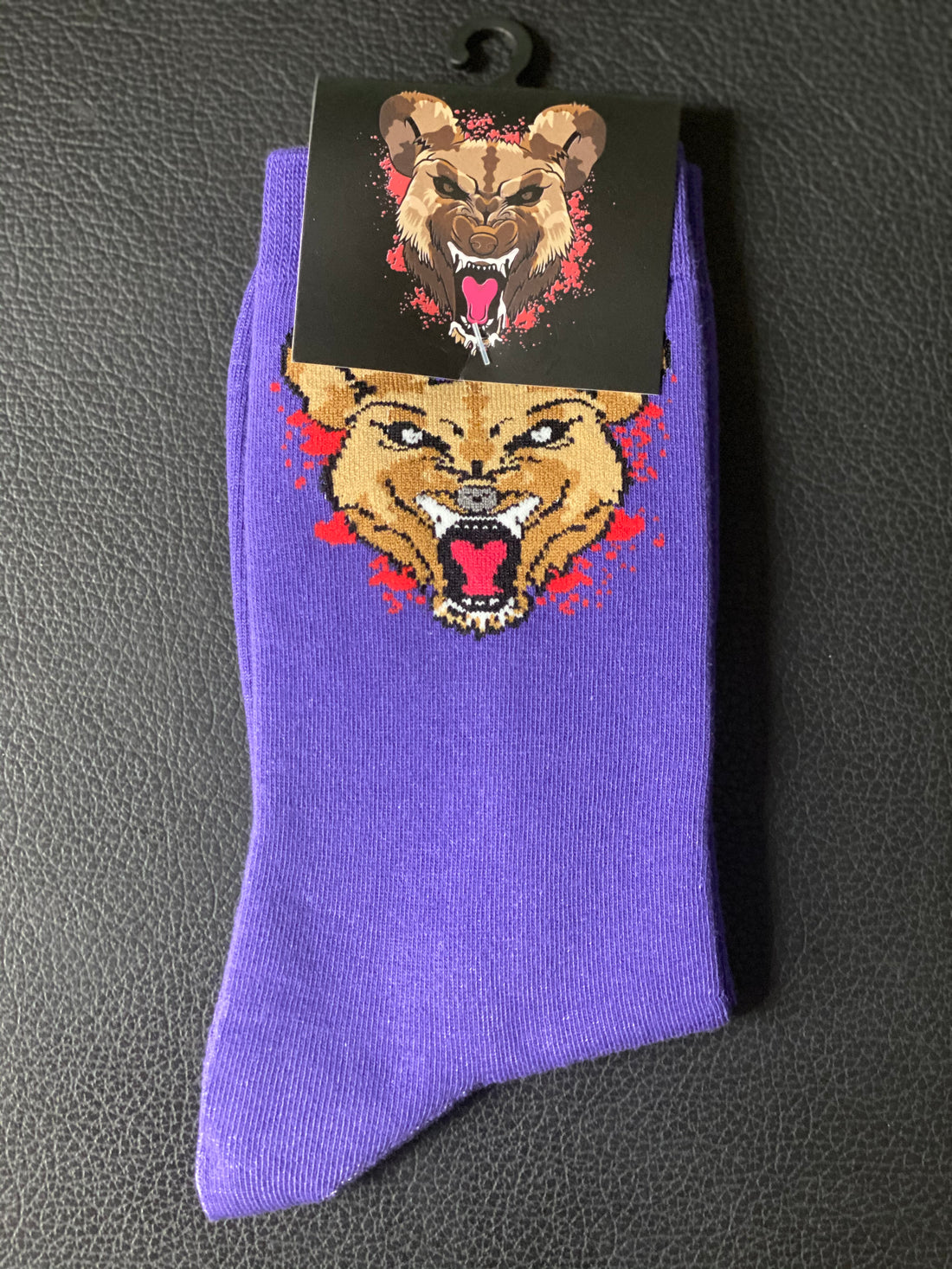 Wild Dog Socks (Purple) Red Splash