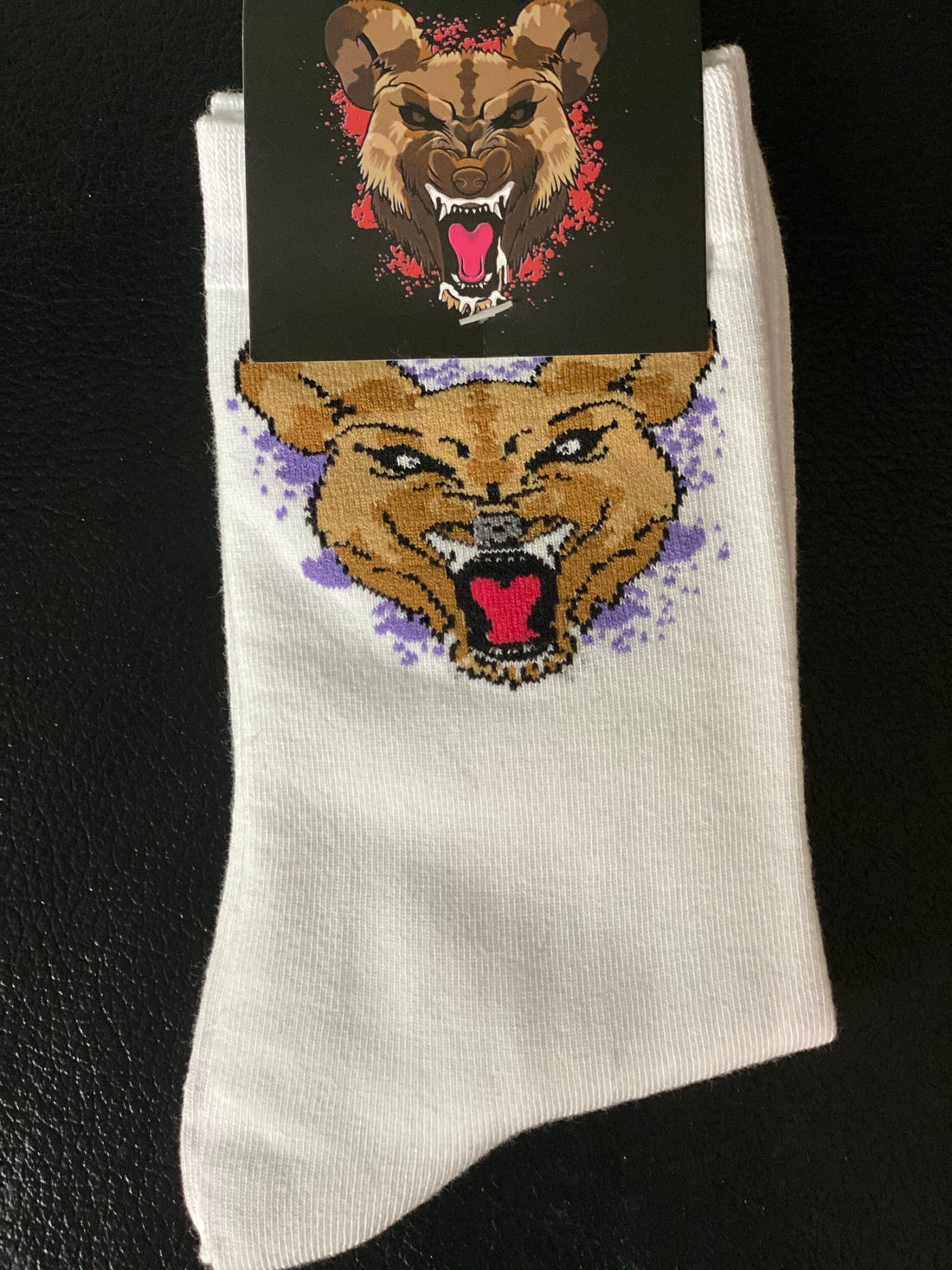 Wild Dog Socks White (Purple) Splash